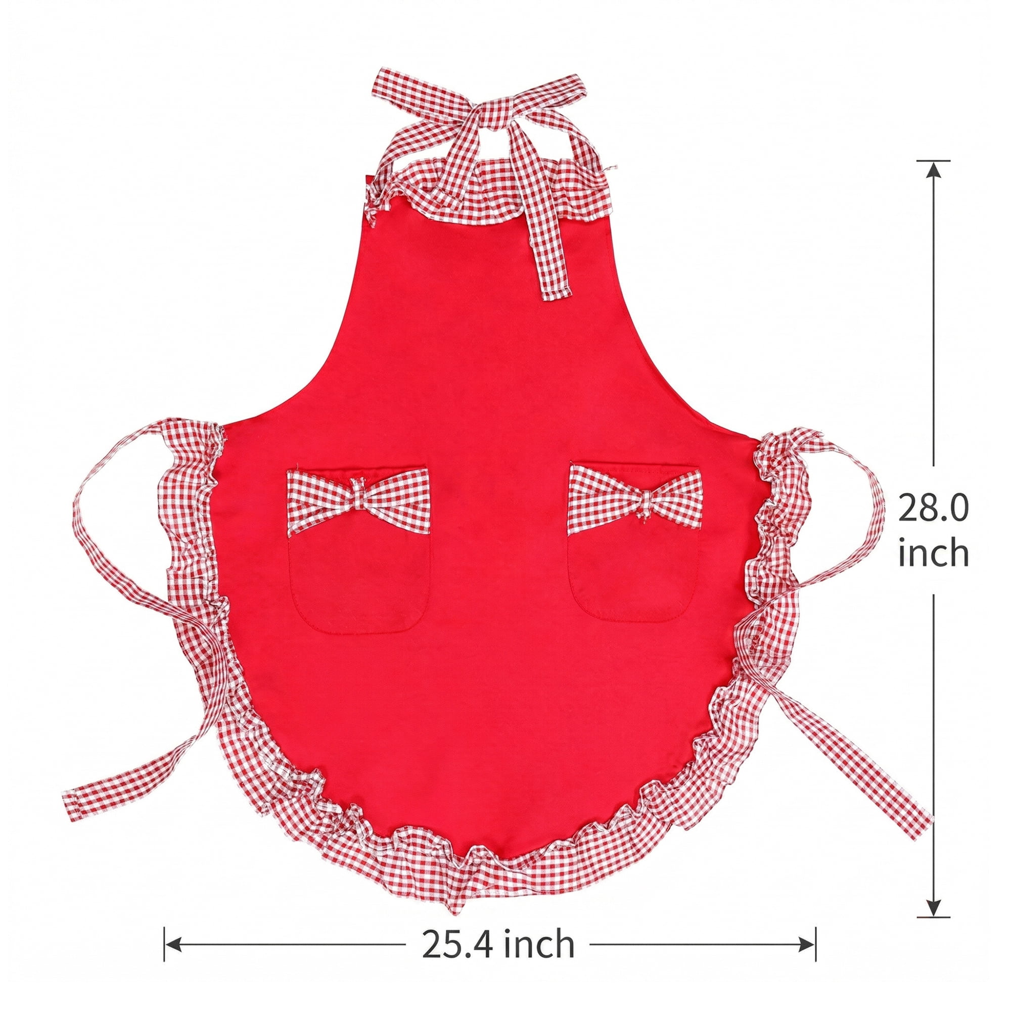 Unique Bargains Maid-style Durable Polyester Aprons with Pockets 25.4x28in Red
