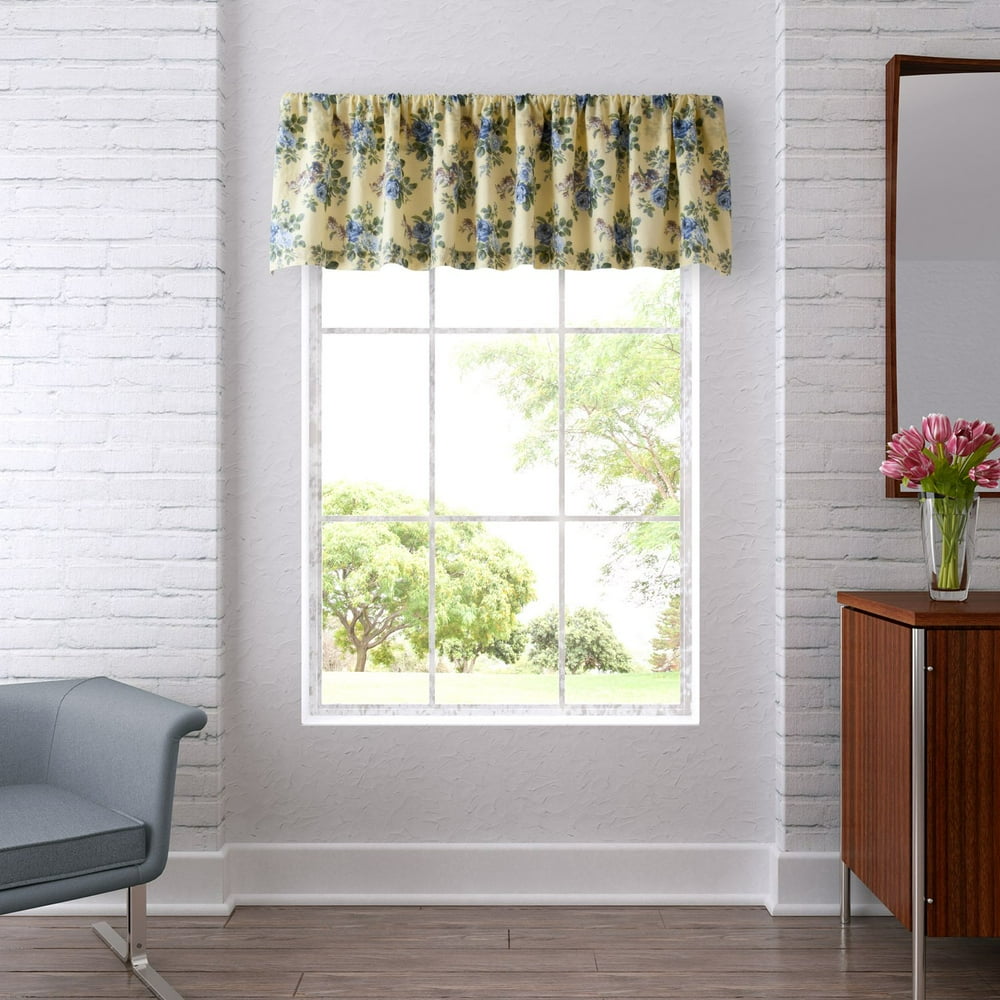 Laura Ashley 136 ThreadCount Linley Valance, 18 Inches (W) x 86 Inches (L), Yellow Walmart