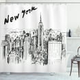 thumbnail image 1 of Ambesonne Urban Shower Curtain, Vintage Hand Drawn City, 69"Wx70"L, Charcoal Grey White, 1 of 3