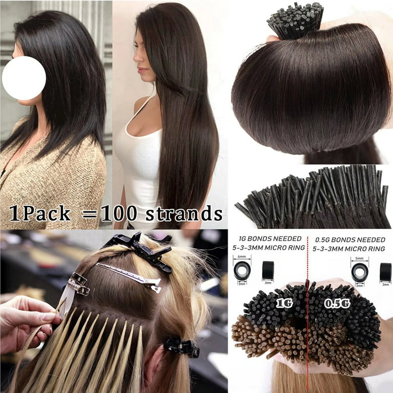 Remy Loop Micro Bead Hair Extensions Human Hair Silky Straight Micro Ring Human Hair Extensions 1g/Strand ,50g Real Virgin Micro Loop Hair