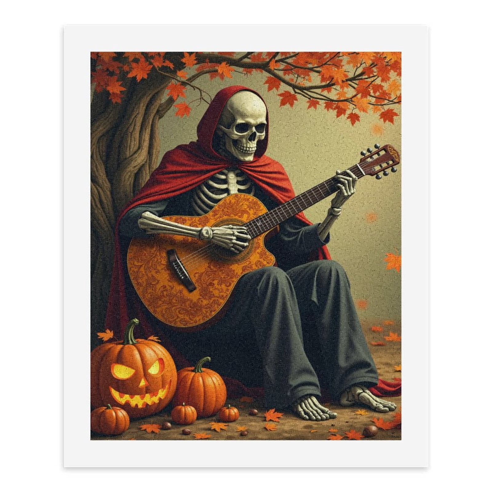 Paint by Numbers Kit for Adults, Skeleton Playing Guitar Halloween Scene Paint by Numbers, Easy Paint by Numbers Kit for Adults Beginner, DIY Adult Paint by Number Kits on Canvas, Home Decor