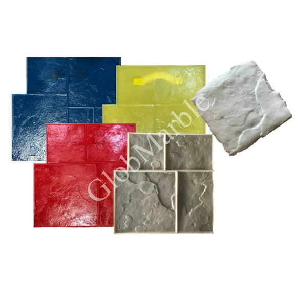 5 Ashlar Concrete Stamp Set. Slate Cement Texture Imprint Stamp Mats SM 3003