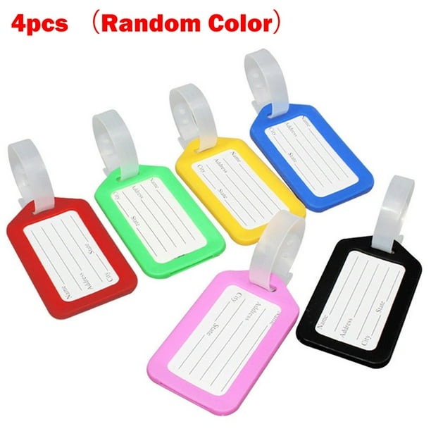 4 Luggage ID Tags Suitcase Labels Name Address ID Plastic Tag Baggage