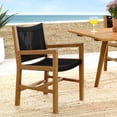 thumbnail image 2 of Dining Side Chair Armchair, Set of 2, Black, Teak Wood, Outdoor Patio Balcony Cafe Bistro Garden Hospitality Restaurant, Modern Contemporary, HB37065, 2 of 10