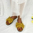 thumbnail image 5 of JeashCHAT Sandals for Women, Slide Sandals Women's Casual Fashion Suede Bowknot Flip Toe Slippers Flat Beach Shoes (Yellow), 5 of 8