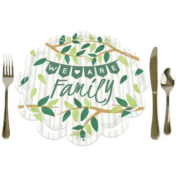Big Dot of Happiness Family Tree Reunion - Family Gathering Party Round Table Decorations - Paper Chargers - Place Setting For 12