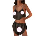 thumbnail image 4 of AherBiu Satin Pajama Sets for Women 2 Piece Valentine's Day Outfits Date Night Sleepwear Tank Tops with Shorts, 4 of 5