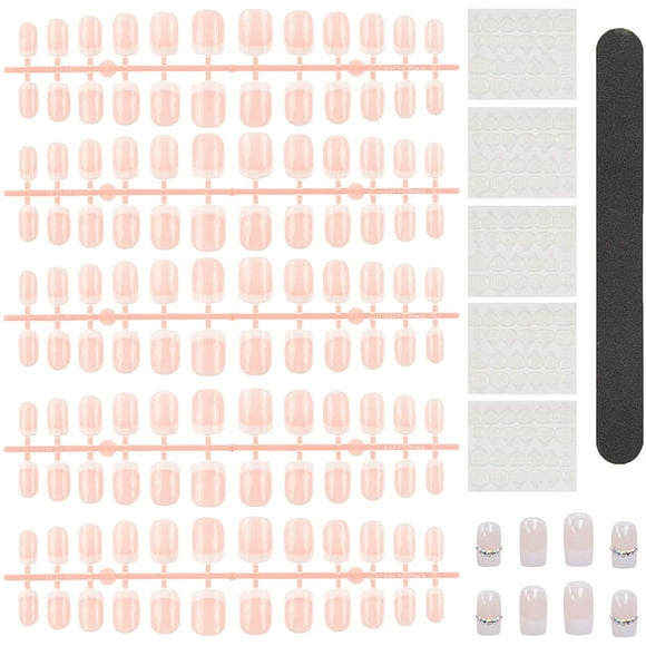 120Cs False Nails Tips Kit False Nails Artificial Fake Nails Full Cover Fingernails With 5 Sheets Double-Side Nail Glue Sticker And Nail File For Nail Art DIY Decoration