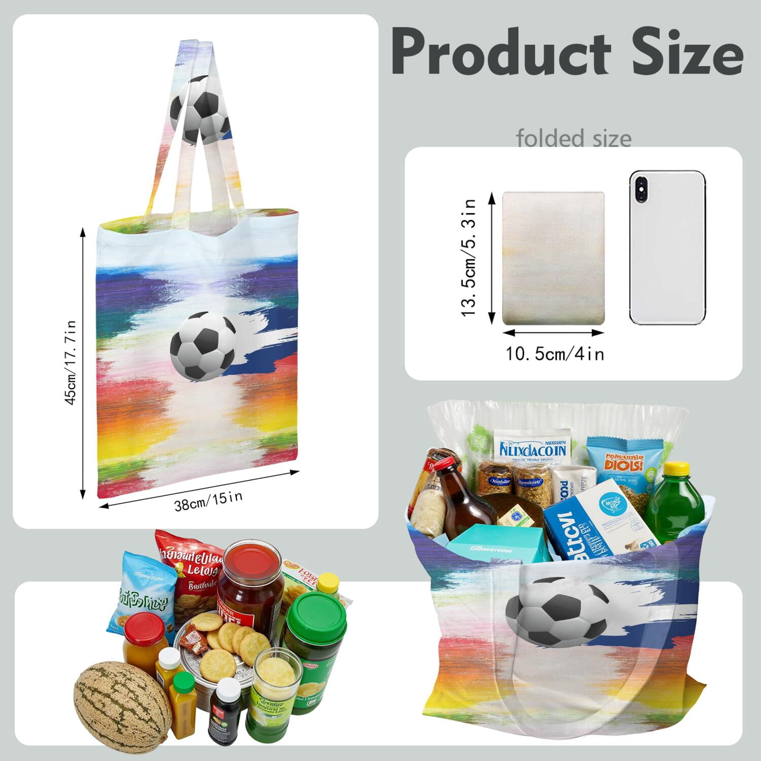 Player Sports Canvas Tote Bag – Baseball Football Soccer Basketball Print Reusable Tote Bag, Kids Boys Teen Athlete Team Competition Play Training Softball Volleyball Tennis Golf