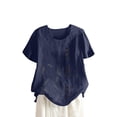 thumbnail image 2 of CaiJunJia T Shirts for Women,Cotton Linen Tops Causal Summer Short Sleeve Oversized T Shirts Crew Neck Loose Blouses, 2 of 4