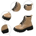 thumbnail image 6 of Rokment Womens Platform Ankle Booties Fall Winter Leather Lace up Chunky Mid Heel Zip up Short Combat Boots for Woman Khaki Size 8, 6 of 8