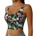 thumbnail image 2 of Goofa Lilies Flowers Printed Sports Bras for Women, High Impact Running Bra Workout Crop Tank Tops Longline Sports Bra Push up-Small, 2 of 9
