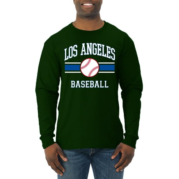 Wild Bobby City of Los Angeles LA Baseball Fantasy Fan Sports Men's Long Sleeve T-Shirt, Forest Green, XX-Large