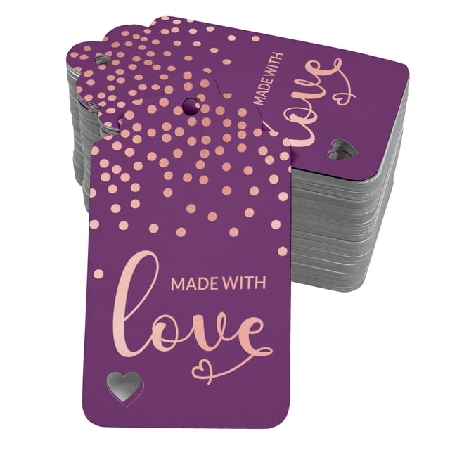 Inkdotpot Rose Gold Foil Paper Hang Tags Made With Love Text Favor Tags 100 Pieces