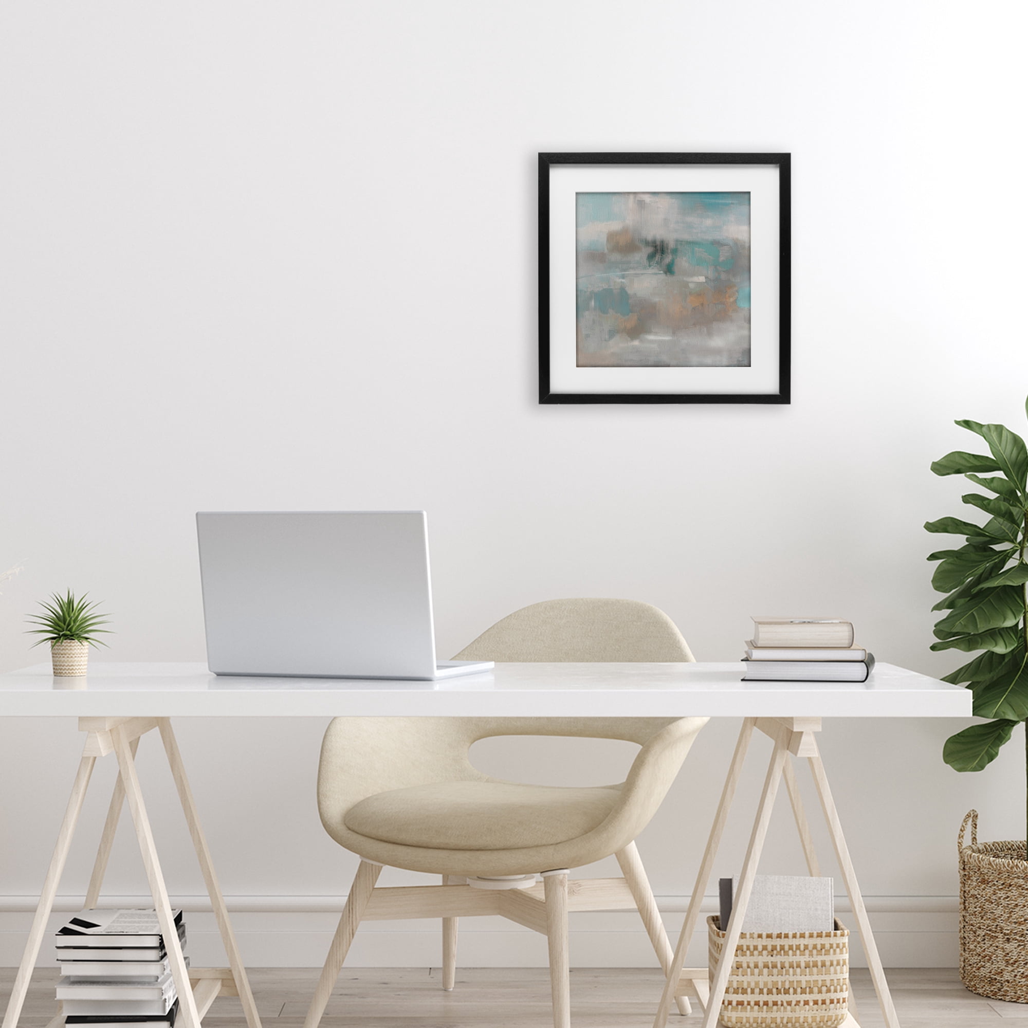 Stupell Industries Serene Soft Abstract Study Black Framed Print Under Glass, design by Sally Swatland