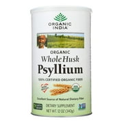 Organic India Psyllium, Whole Husk 100% Certified Organic Fiber, Natural Dietary Fiber, 12 oz