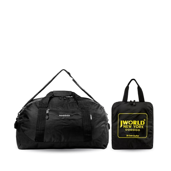 J World 30'' Lawrence Foldable Travel Duffel, Black