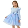 thumbnail image 3 of JCCXIN Girl Dress Girls Long Sleeve Star Printed Dress With Bow Detail Elegant Party Gown For And Autumn Lovely 4-5 Years, 3 of 9