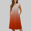 thumbnail image 2 of vigerkar Women 2025 Summer Dresses Sleeveless Casual Loose Swing Button Down Midi Dress with Pockets Orange, XXL, 2 of 5