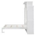 thumbnail image 6 of Full Size Murphy Bed Cabinet with LED Lighting & 5-Tier Shelves, Foldable Wall Bed for Home Office Guest Room, White, 6 of 9