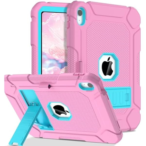 wonim11 LTROP Case for iPad A16 11th Generation (11 Inch, 2025)/ iPad 10th Generation (10.9 Inch, 2022), Rugged Shockproof Protective Cover with Kickstand Pencil Holder for Kids, Pink/Turquoise