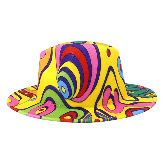 Bysome Tie Dyed Woolen Top Hat Spring Autumn New Jazz Hat Big Brim Imitation Wool Hat Yellow