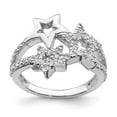 thumbnail image 4 of 925 Sterling Silver Rhodium Plated Cubic Zirconia Triple Star Ring Size 6, 4 of 6