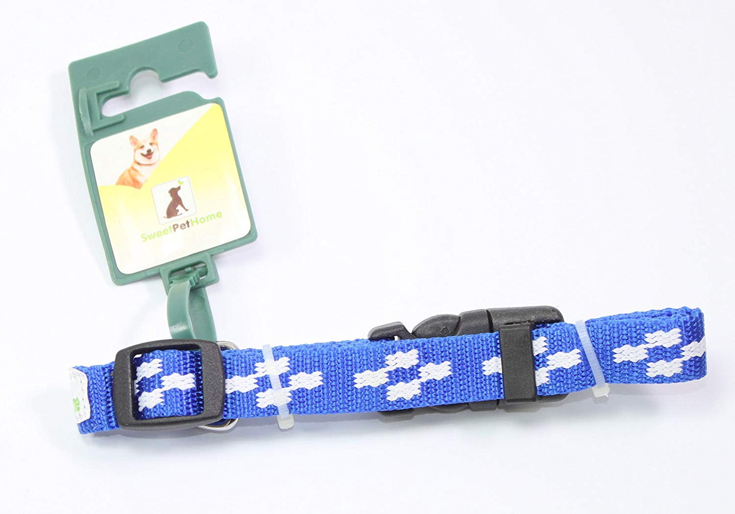 ERROR 12" to 16" Inch Adjustable Solid Cross Blue Nylon Collar for Medium Sized Dogs