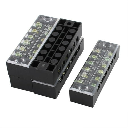 Barrier Terminal - 5Pcs 600V 15A 6 Positions 6P Dual Rows Covered Barrier Screw Terminal Blocks