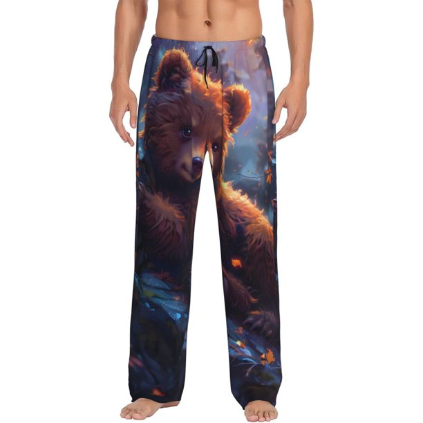 Balery Lazy Stone Bear Pantalones de pijama para hombre, pijama ultraligero, pantalón de descanso-3X-Large