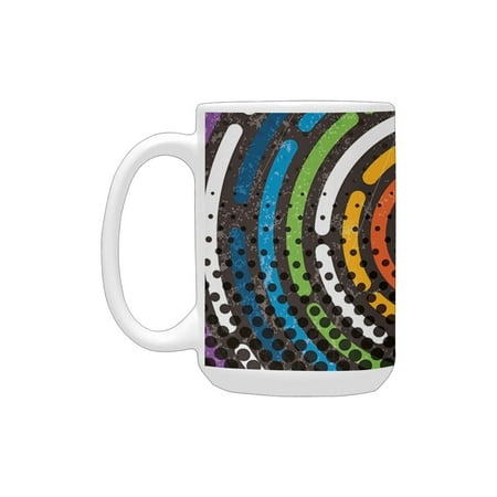 

Modern Art Home Decor Spiral Circular Grunge in Gradient Colors New City Urban Life Night Theme Mult Ceramic Mug (15 OZ) (Made In USA)
