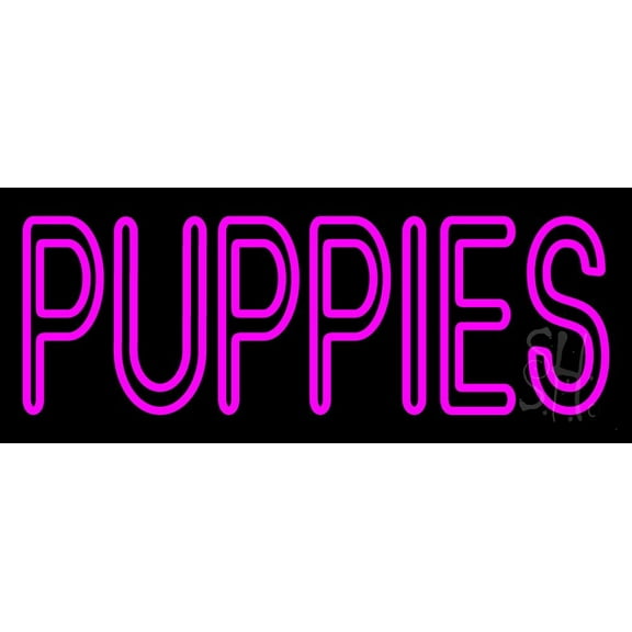 Puppies Purple LED Neon Sign 10" Tall x 24" Wide - inches Black Square Cut Acrylic Backing, with Dimmer - Premium built indoor Sign for Club, Home décor, Event, Workshop, Storefront.