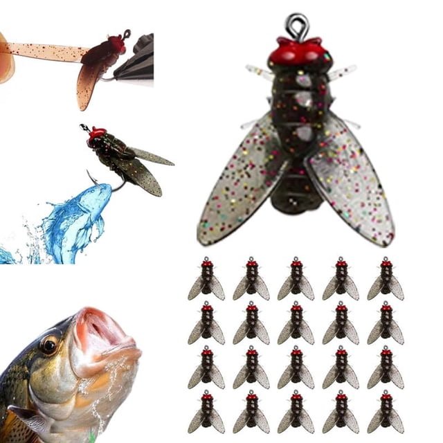 Fly Fishing Gear Kit with 20 Assorted Soft and Hooks for Fish