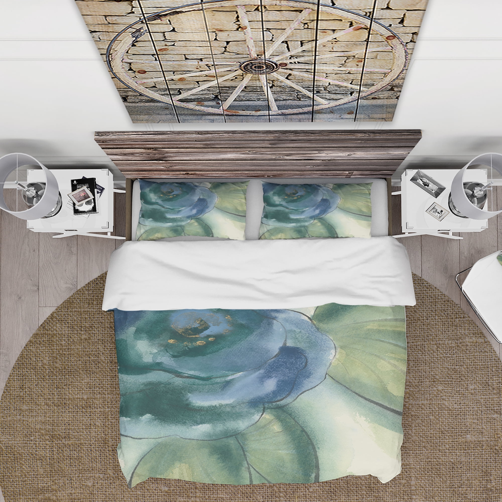 Designart 'Blue Floral Poppies II' Cottage Duvet Cover Set