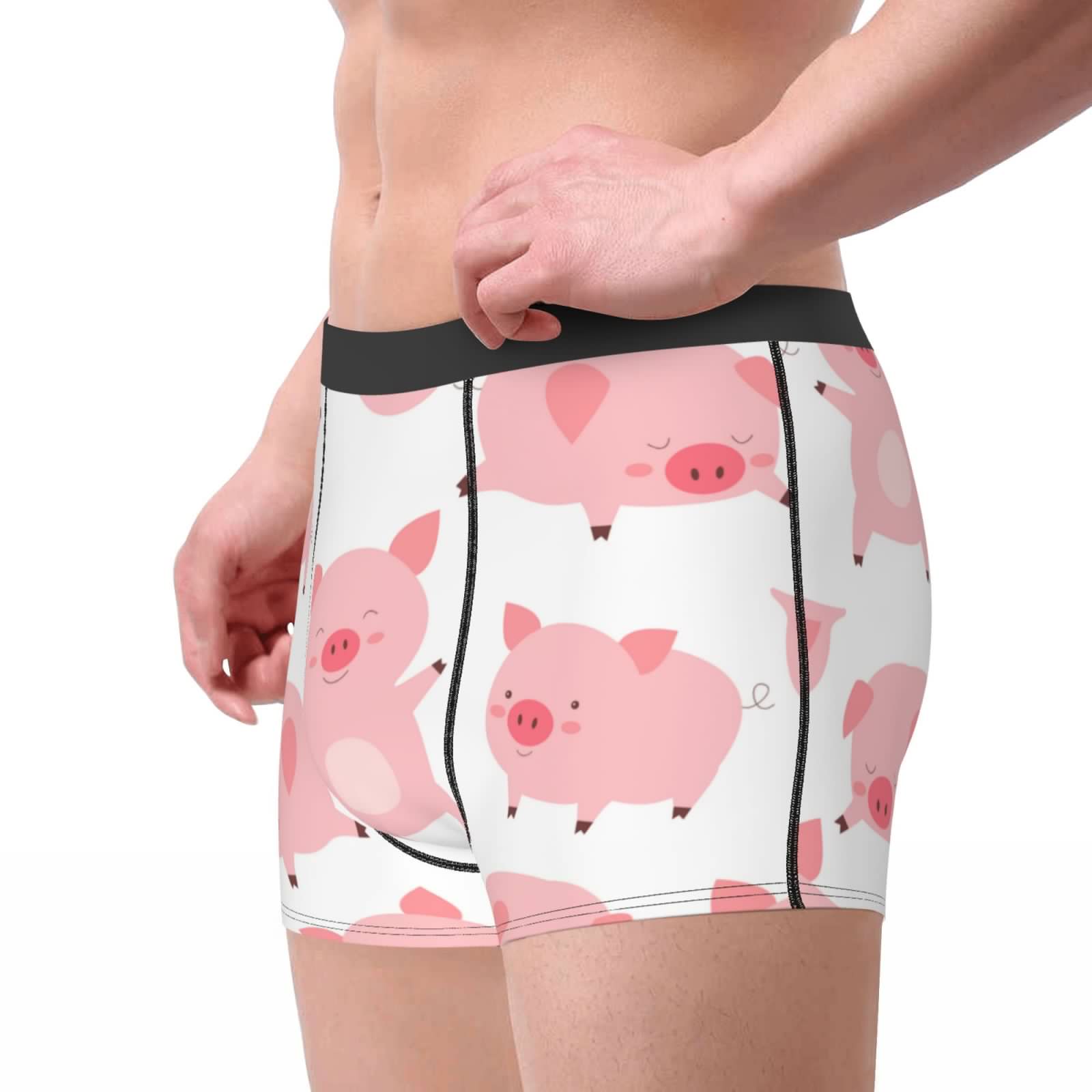 thumbnail image 4 of Kll Kawaii Pigs Men'S Cotton Boxer Briefs Underwear-Small, 4 of 9