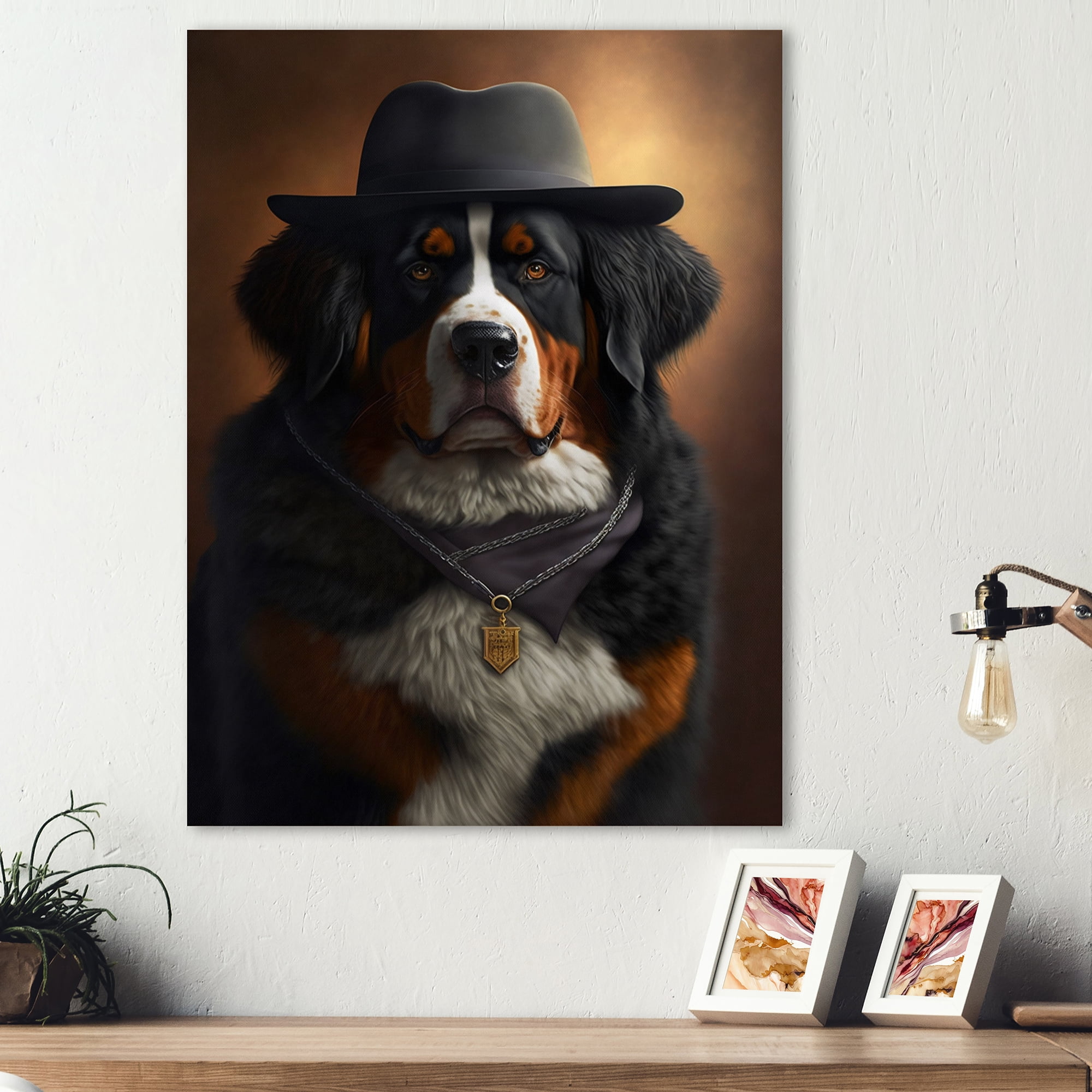 Designart Mafia Bernese Mountain Dog Canvas Wall Art