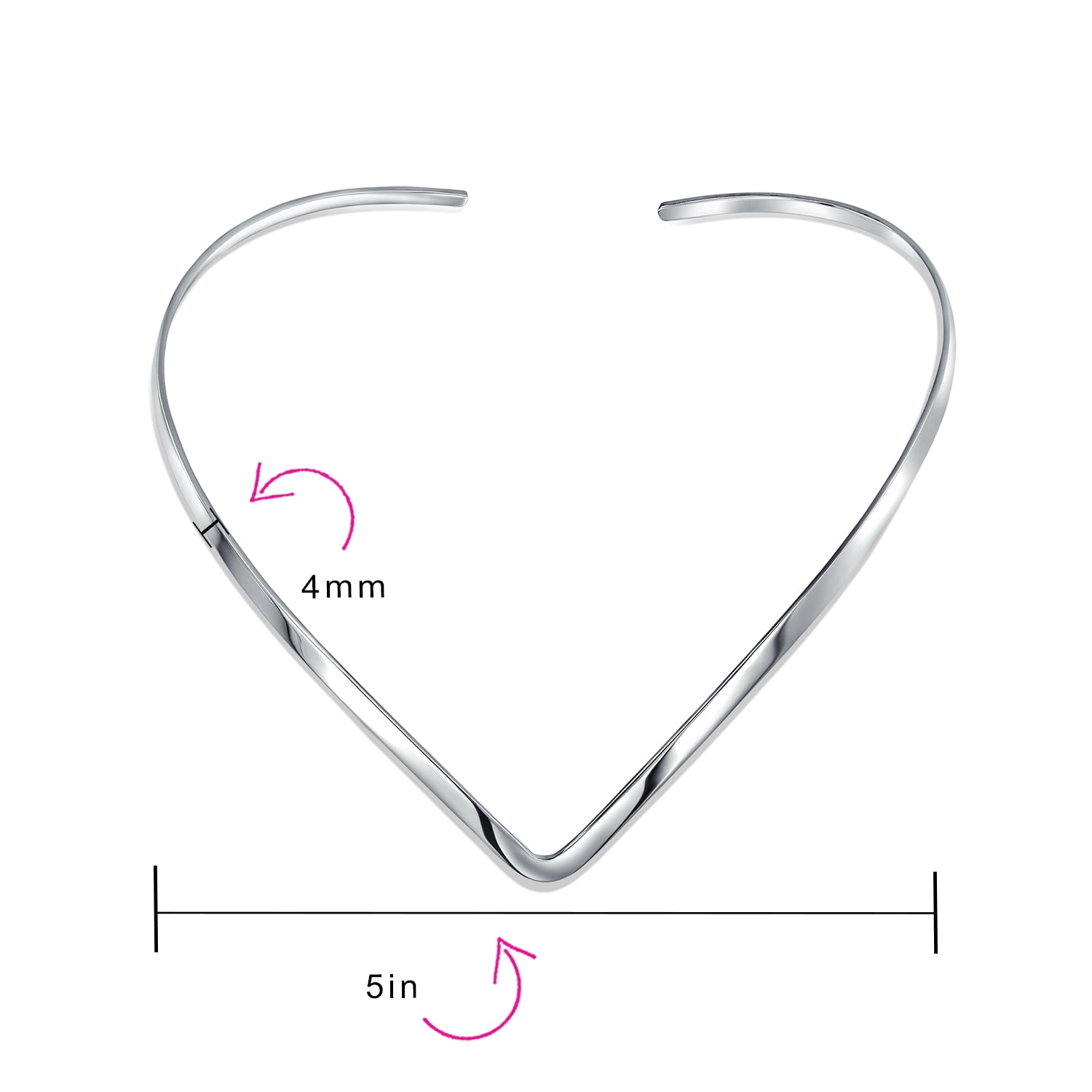 Basic Simple Slider Choker V Shape Collar Statement Necklace for Women 925  Silver Sterling Add Your Pendant 3.5MM