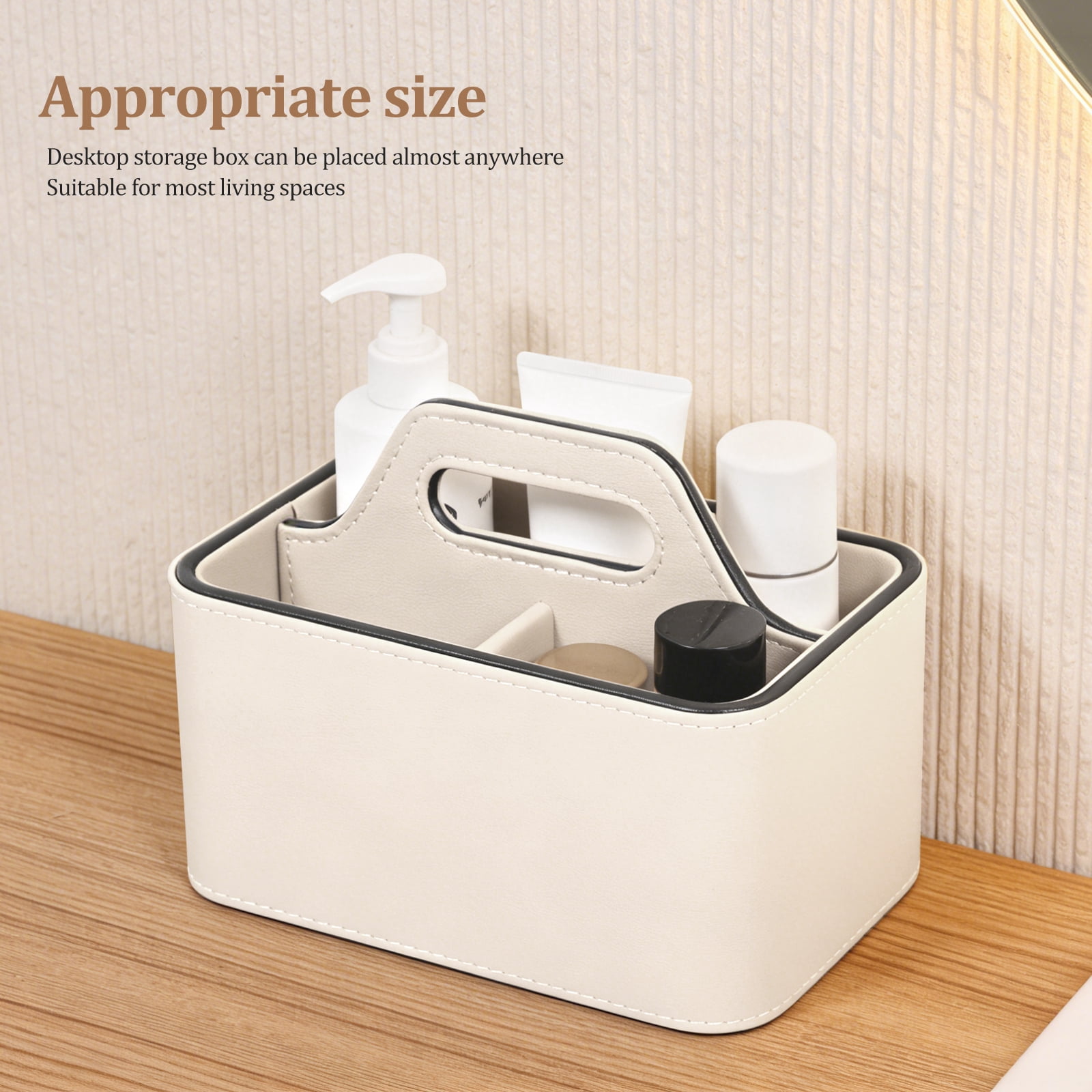 PU Leather Desk Organizer Luxury Remote Control Holder for Home, Office Desk Accessories Table Caddy Bedside Nightstand Organizer