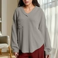 thumbnail image 2 of hotojiny Womens Oversized T Shirts Fall Long Sleeve Workout Tops Fashion Curved Hem Gym Loose Tunic Tee Knit Pullover, 2 of 5