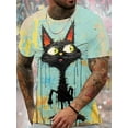 thumbnail image 3 of Camiseta con estampado gráfico de gato de dibujos animados lindo estilo kawaii para hombre, camisetas casuales para verano, ropa para hombre, tejido de poliéster ligeramente elástico, 3 of 5