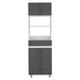 thumbnail image 2 of DeeHome Caribe Microwave Cabinet, Four Legs, One Drawer, Double Door, One Shelf -White / Smokey Oak, 2 of 7