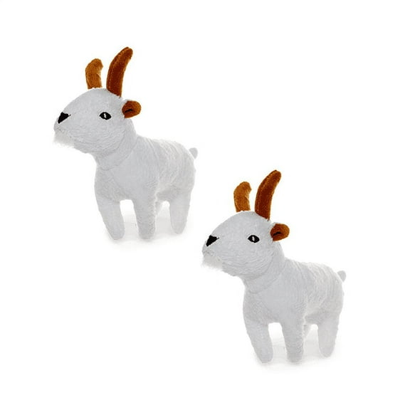 Mighty Jr Farm Goat Durable Plush Squeaky Dog Toy, 2 Pack