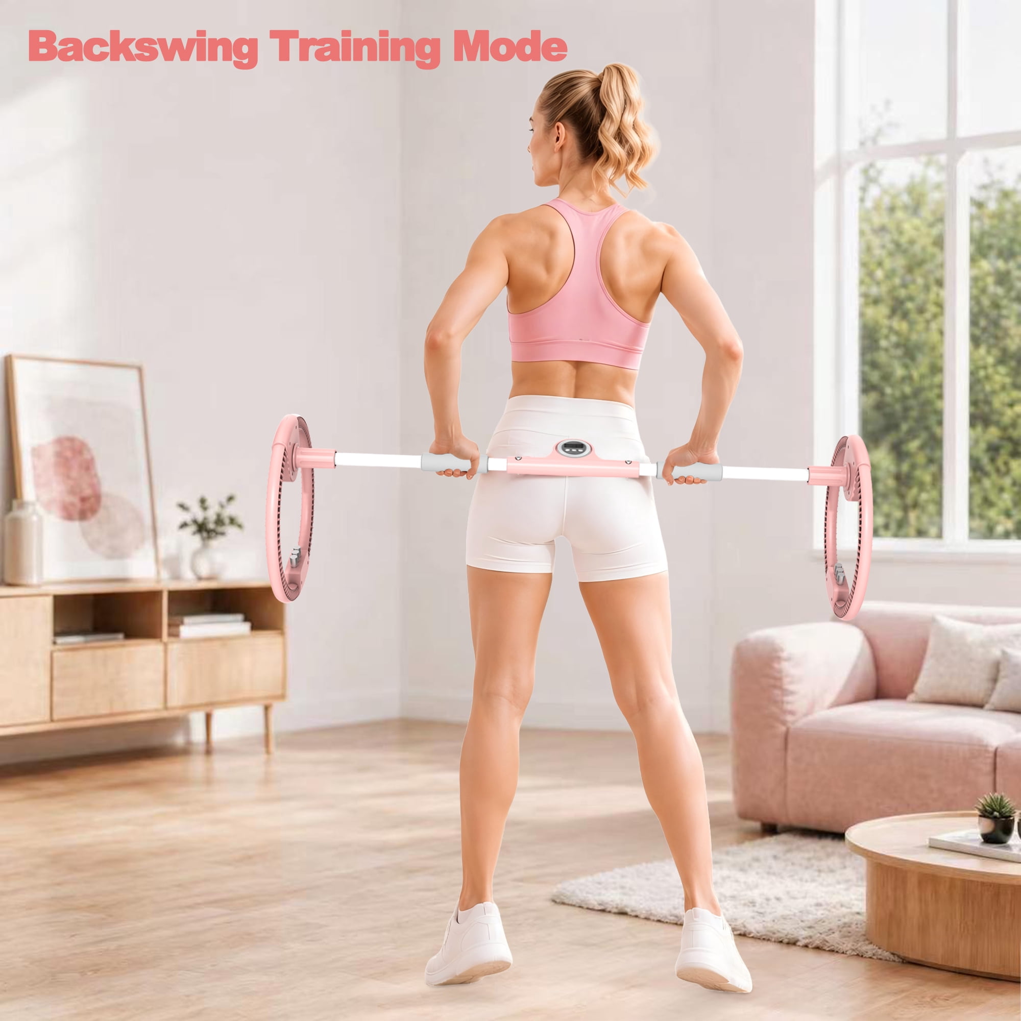 Exercise Wheel with Adjustable Arms and Dual-Wheel Design, Forearm Wrist Trainer and Fitness Equipment for Home Gym Office, Pink