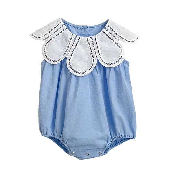 Tfken Baby Girl Bodysuit Sleeveless Summer Comfy Casual Onesie Daily Wear Soft Child Fashion Clothes Size 0-3 Months Blue
