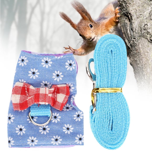 Gilet de Laisse pour Animaux en Denim, Doux Respirant avec Sangle Réglable Gilet de Poitrine Flocon de Neige Équipé d'Un Crochet et d'Une Boucle Idéal pour Petits Animaux Lapin Hamster Cochon d'Inde