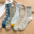 thumbnail image 2 of CNKOO 1 Paire de Chaussettes Tube pour Femmes Automne Hiver Style Rétro Palace Design Jacquard Élastique Chaud Mi-Tube Vacances, 2 of 9