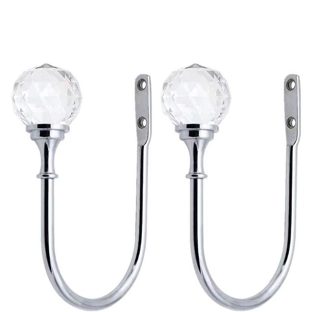Gancho trasero para cortina de bola de cristal, apto para ganchos de cortina montados en la pared, cortinas de ventana, cortinas de ducha, toalla (2 piezas, plateado ZefeiWu 8390612585104