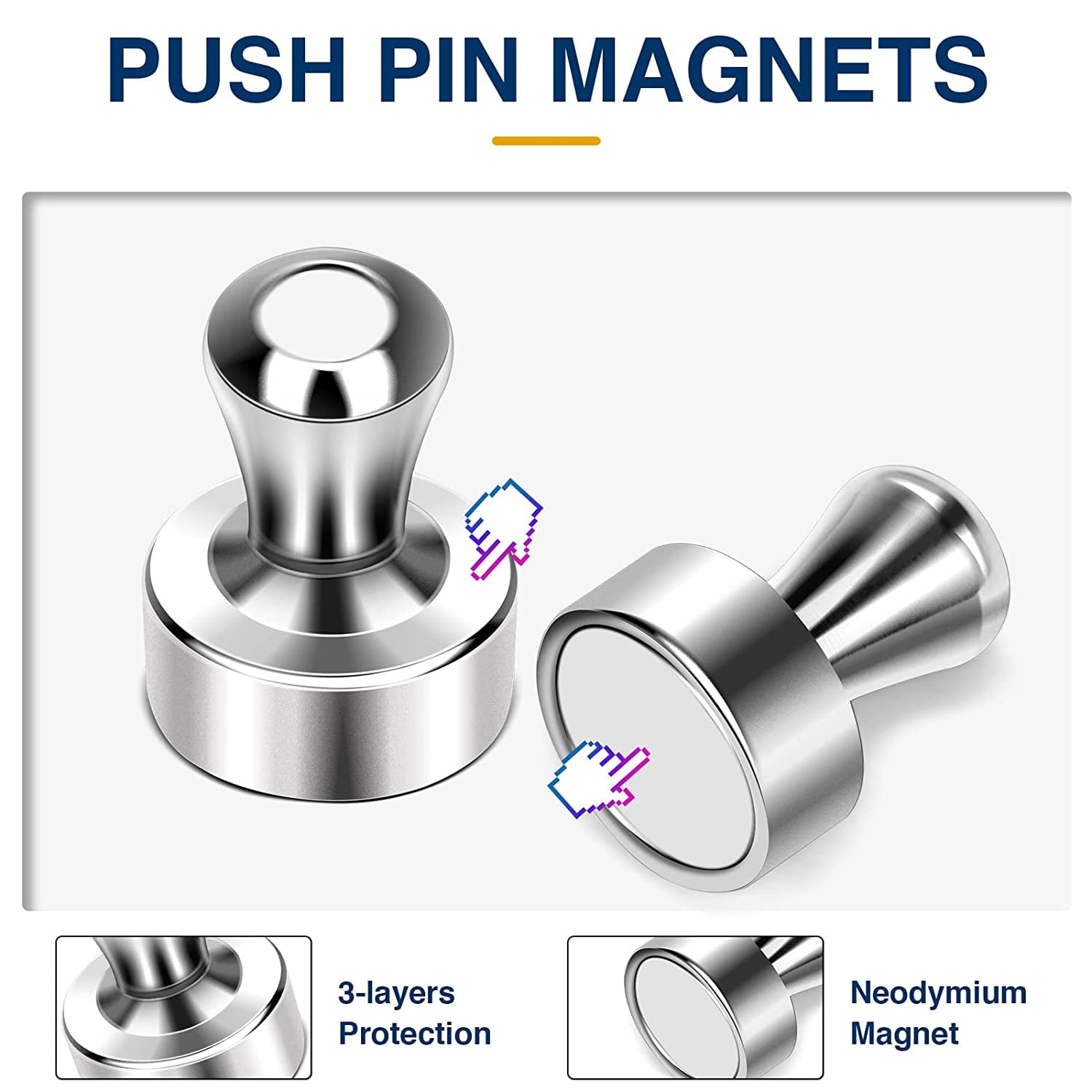 DIYMAG Fridge Magnets for Whiteboard, 15Pcs Strong Magnets for Whiteboard, Refrigerator Magnets Neodymium Push Pins Magnets for Office Magnets, Whiteboard Magnets, at School, Classroom, Kitchen