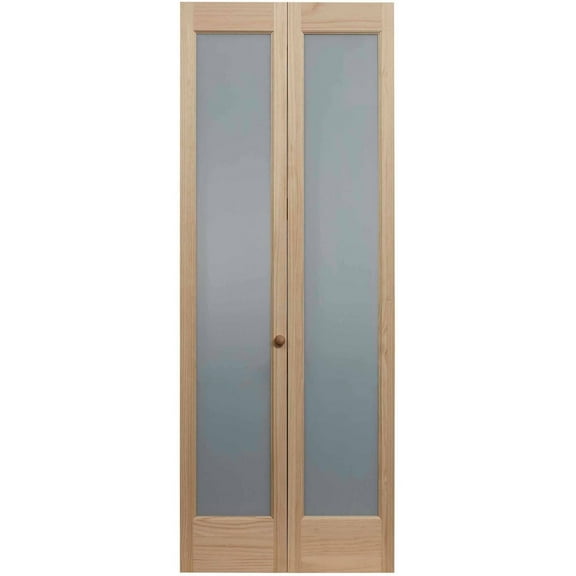 AWC Model 337 Frosted Full Glass Bifold Door 32"wide x 80"high Unfinished Pine