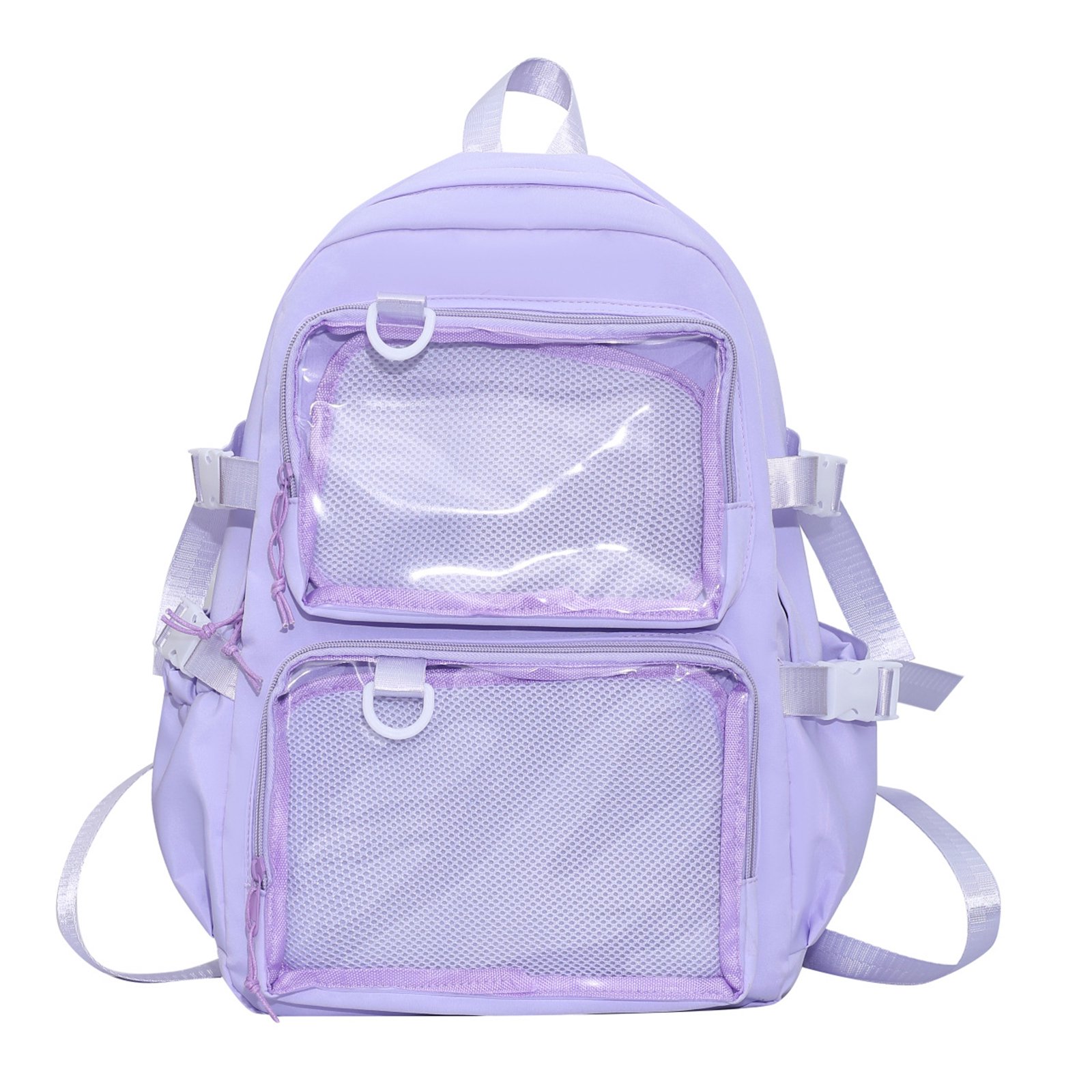 College Student Large Capacity Nylon Backpack Itabag Japanese Clear Pockets School Bag for Badges Pin Display
